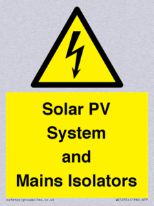 Solar PV System and Mains Isolators